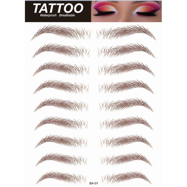 Custom 6D Waterproof Immerse-in-Water Embroidery Temporary Fashionable Natural Simulation Eyebrow Tattoo Stickers Paper for Face