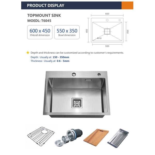 18 Gauge Flush Mount Stainless Steel Kitchen Sink 33x22
