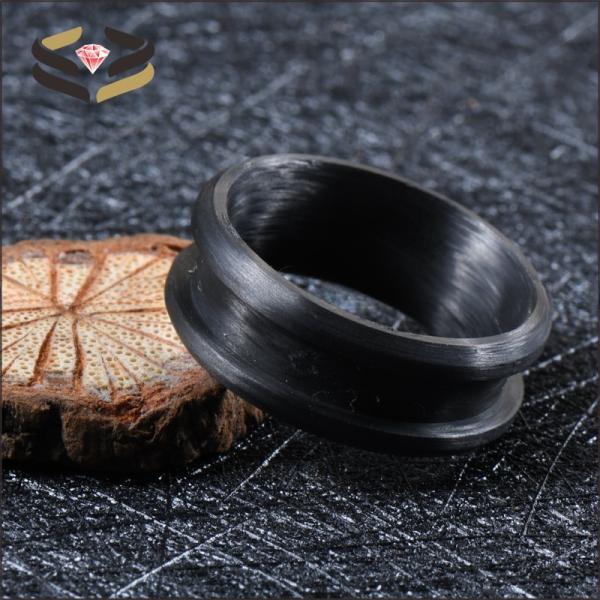 Invisible Setting Wedding Carbon Fiber Ring Blank 8mm For Inlay
