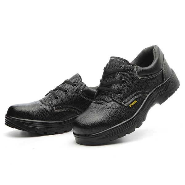 Shengjie embossed cow leather upper material and rubber outsole material quality steel toe steel plate safety shoes