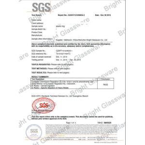 Shenzhen Bright Glassware Co., Ltd Certifications
