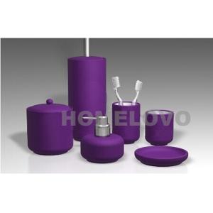 Quality Pure Purple 6 piece Ceramic Bathroom Set Custom made shampoo dispenser for sale