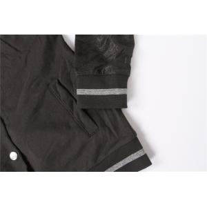 Black Grey Kids Terry Bomber Jacket 65% Polyester 35% Cotton