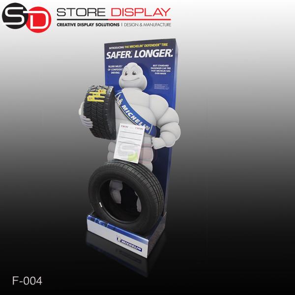 Buy store currugated display stands for show tyre in the exhibition at wholesale prices