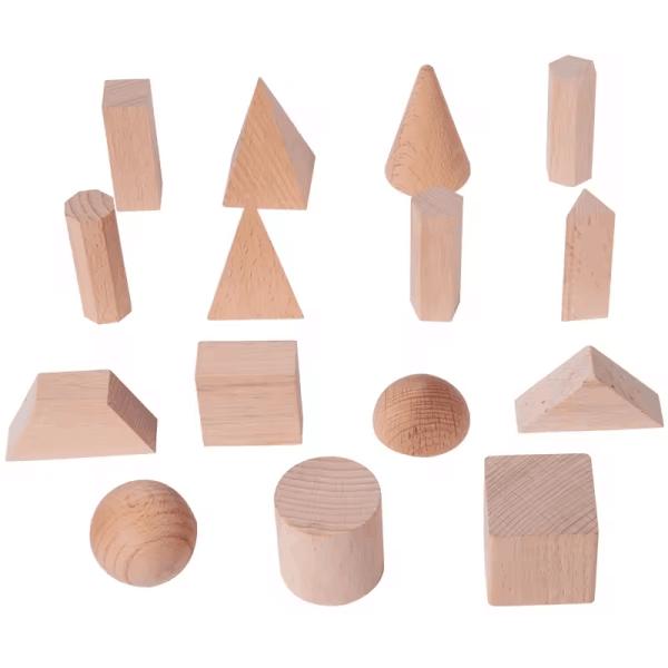 Wood Geometric Solids, Kids Wooden Shapes, Montessori Toys