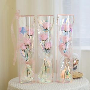 Design Logo Round Cylinder PVC Box for Custom Different Shape Florist Rose