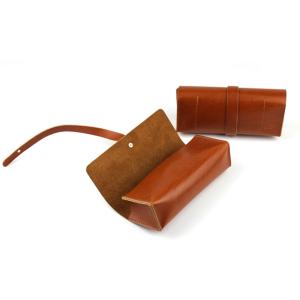 Quality Soft pu leather sewing eyewear glasses sunglasses case for sale