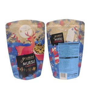 Food Grade Kraft Paper Stand Up Plastic Pouch With Zipper For Fruit Candy Tea