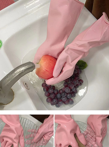 Morande Red Latex Household Glove Flocked Lining Kitchen Chemical Resistant Latex Gloves