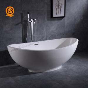 Acrylic Freestanding Soaking Bathtub Matt White For Office Building