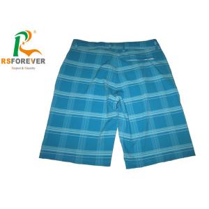 Extra Long Blue Printed Board Shorts For Men Gridding Simple Style Customized