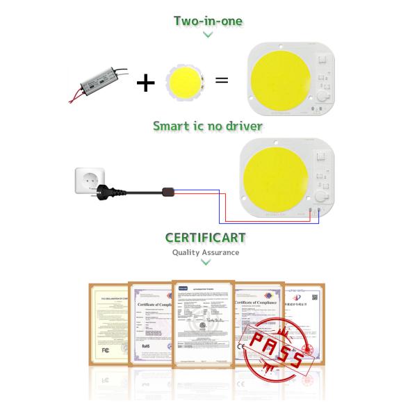 Round 50W LED Chip High Power Driverless Full Spectrum AC220V