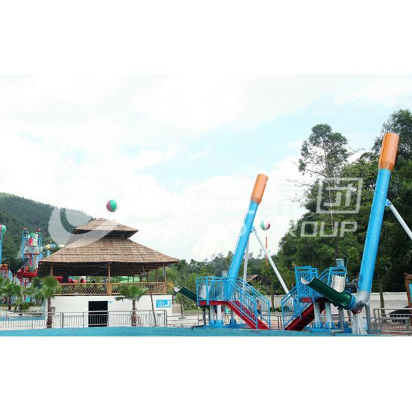 Buy 12.5m Height Cannon Ball Fiberglass Water Slides 180 Riders / H Capacity , 25m*7m Floor Space at wholesale prices