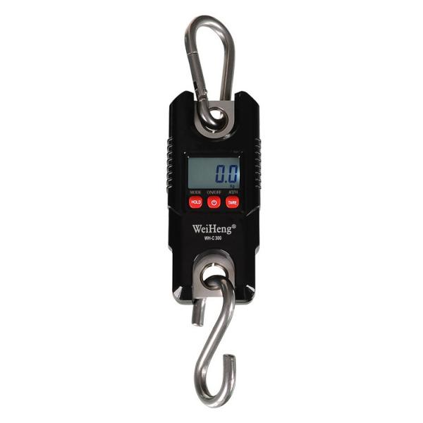 Black Portable Electronic Digital Crane Scale 300kg 660lbs Capacity ABS Material