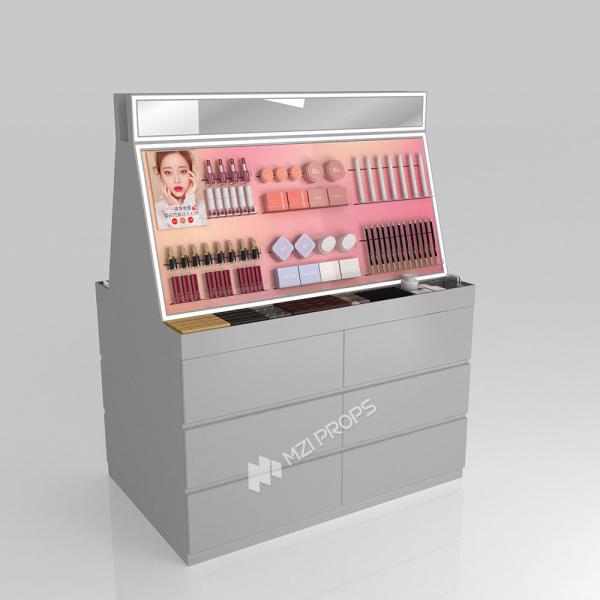 Store Stand Grey Iron Makeup With Island Light For Visual Merchandising Shop