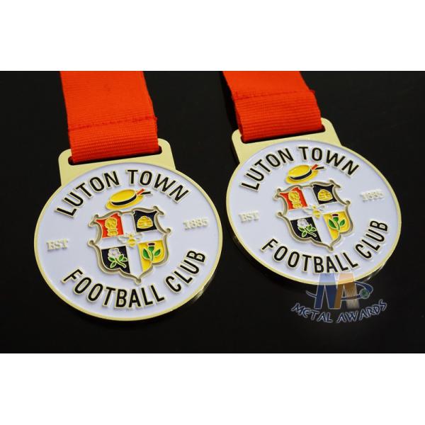 Custom Metal Zinc Alloy Football Medals Soft Enamel with Europe Printing Ribbon