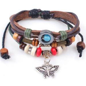 China Nimesulide Muzhu butterfly fashion bracelet bracelet handmade leather bracelet on sale