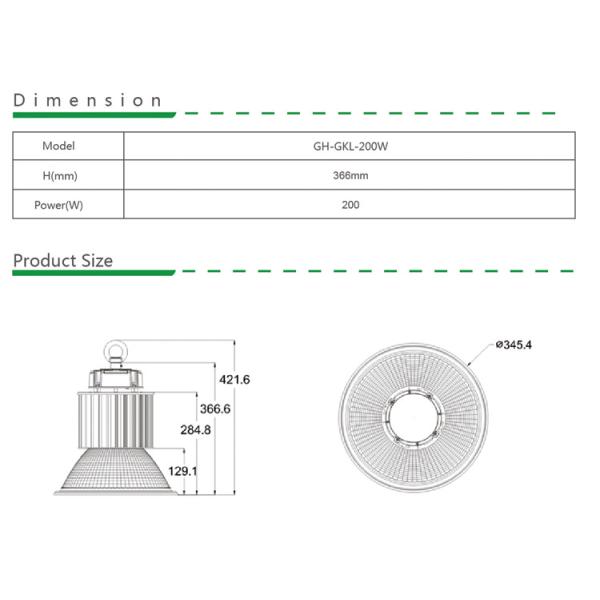 22000 Lumens LED High Bay Factory Lights Long Life With 20 °/ 60 ° Beam Angle