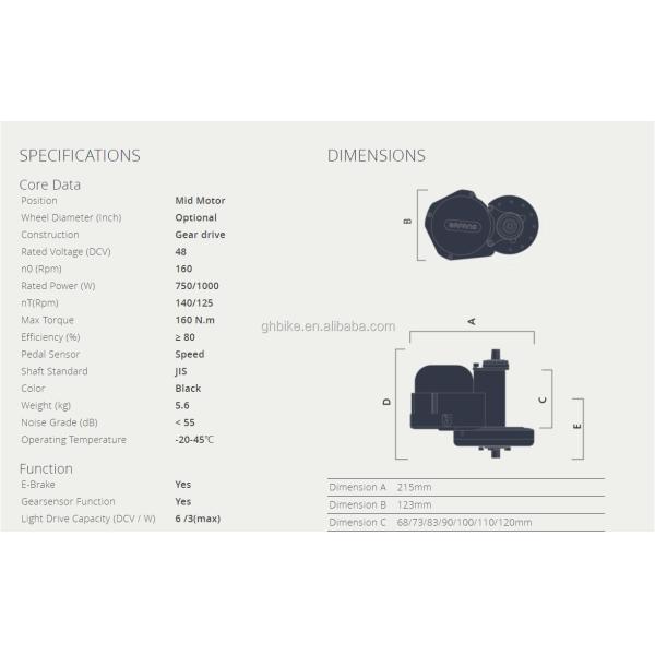 BAFANG G320 Middle M615 750W/1000W Brushless 8fun BBSHD-48V Electric Bike Motor Kit