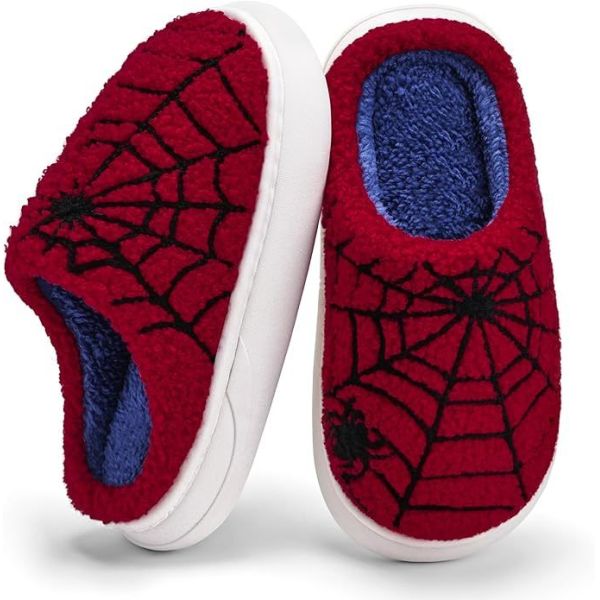 Kids Boys Indoor Slippers with Breathable Faux Fur Lining with Fun Designs