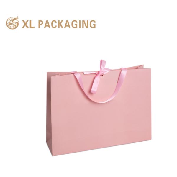 XL Packaging Luxury Pink Boutique Shopping Paper Gift Bag 250G Gsm Cardboard Packaging Bags With Your Own Logo Print Handle