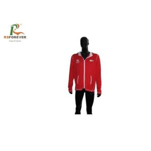 Red Cotton Zipper Up Hooded Sweatshirt Jacket Mens Custom Embroidering