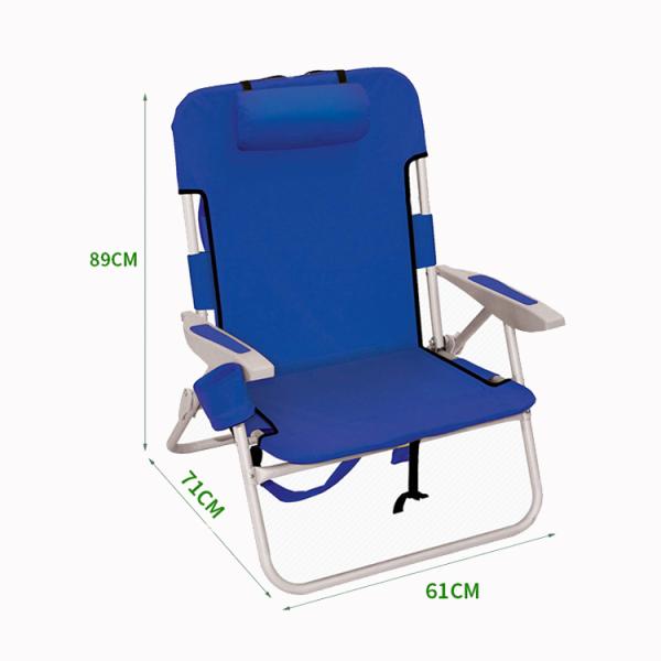 Aluminum Outdoor Folding Beach Chair with Storage Pouch and Traditional Design Style