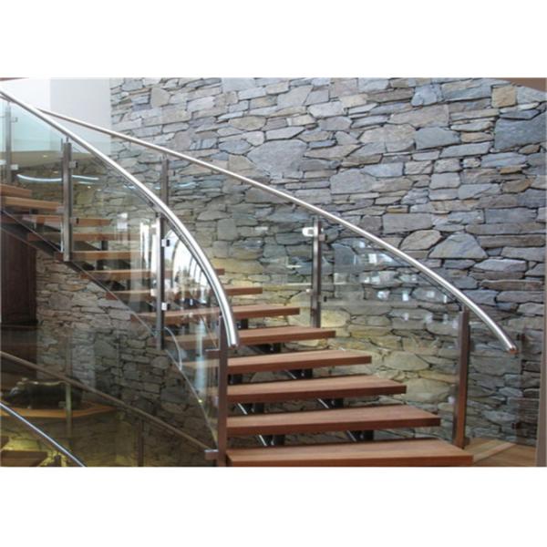 Wooden Treads Curved Staircase Building Curved Stairs With Laminated Tempered