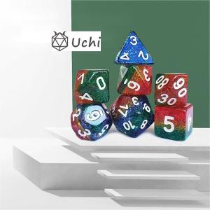 Shin Golden Powder Rainbow Resin Boarding Dice Set Dragon and Dungeon