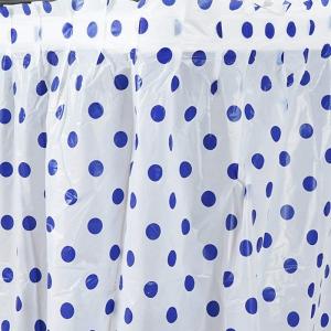 Polka Dot Pattern Disposable Plastic Table Skirts With Adhesive Backside