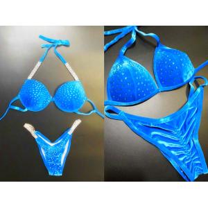 Blue Velvet NPC Bikini Competition Suits , Custom Made Figure Competition