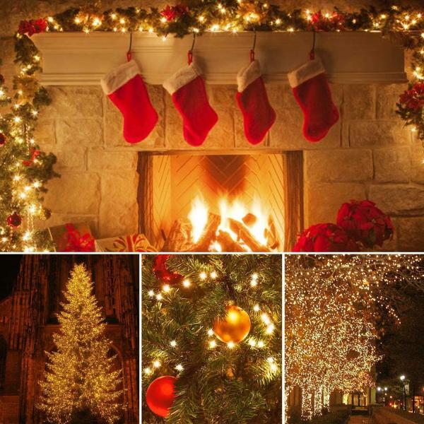 6W IP44 Waterproof Christmas Lights Outdoor Warm White Plug In Fairy Lights For House Decor