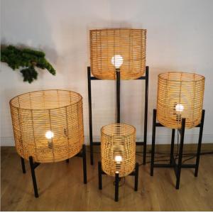 4 Legs Wicker Rattan Floor Lamps For Living Room Atmosphere