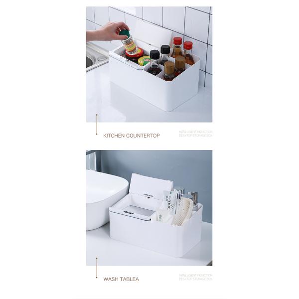 Smart Sensing Electric Desktop Storage Box Rack Jewelry Organizer Skin Care Tissue Box Storage Box Smart Waste Bins Trash Bin