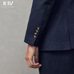 Dark Blue Wool/Silk Men's Suit for Customizable Designs at end and Luxurious