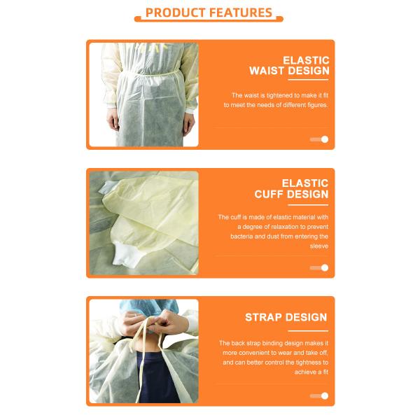 Nonwoven SMS Disposable Isolation Gown Coverall Personal Protective