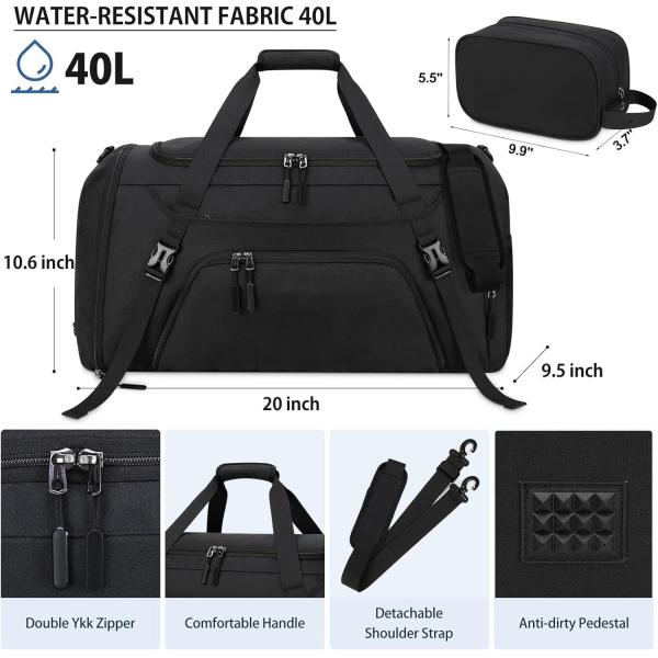 Big Size 40L Waterproof Toiletry Travel Bag With Large Pocket And Shoe Compartment