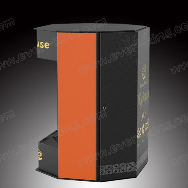 Luxury PU Leather Cardboard Packaging For Brandy Wine Gift Box