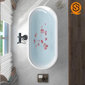 Regular bathtub oval model matte white artifcial stone bathtub for hotel,