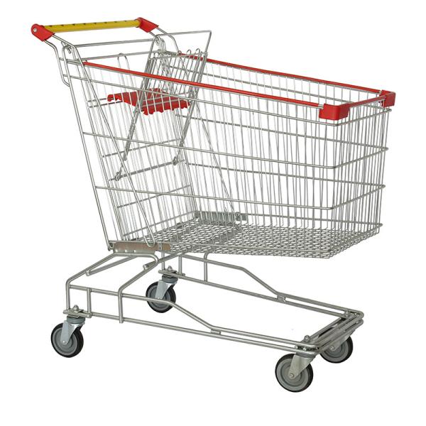 Buy 4 Wheel Q235 Steel Folding Push Shopping Trolley For Supermarket Grocery at wholesale prices