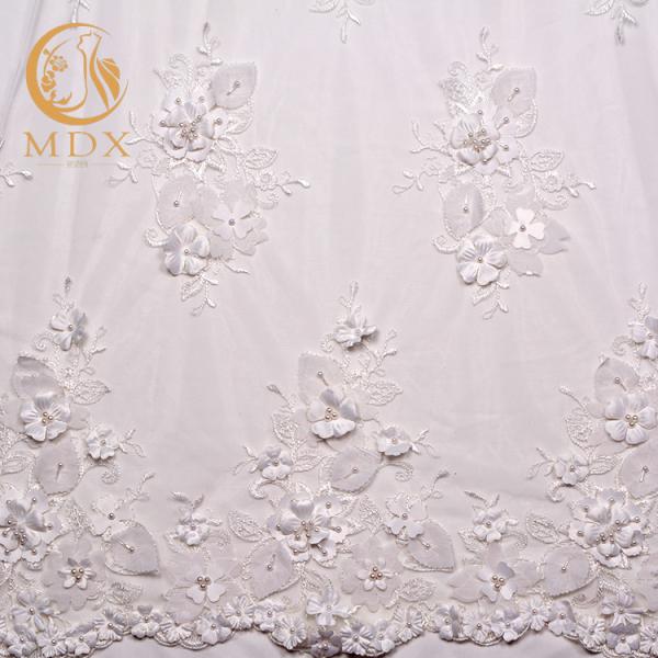 Buy Classical White Lace Fabrics Material Handmade 80% Nylon 0.9144m Length at wholesale prices