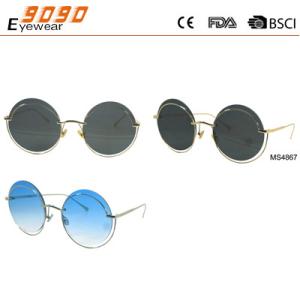 Sunglasses with metal roung frame, new fashionable designer style, UV 400