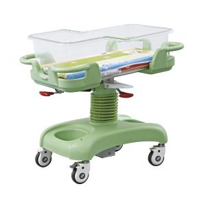 Diagonal Brake Hospital Baby Trolley With Transparent Plastic Basin