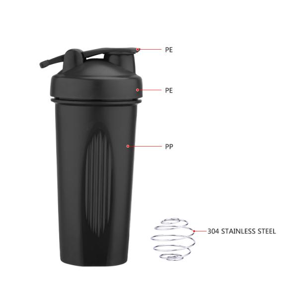 Shaker Bottle 304 Steel Mixing Ball Smart Custom Logo Gym Protein, BPA Free Drink Plastic Water Sport Shaker Bottle
