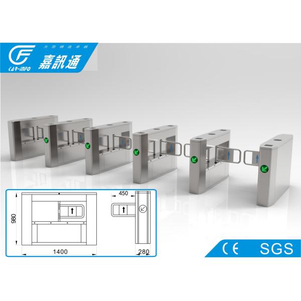 Semi - Auto Access Control Turnstile Gate , Railway Station Vertical Swing