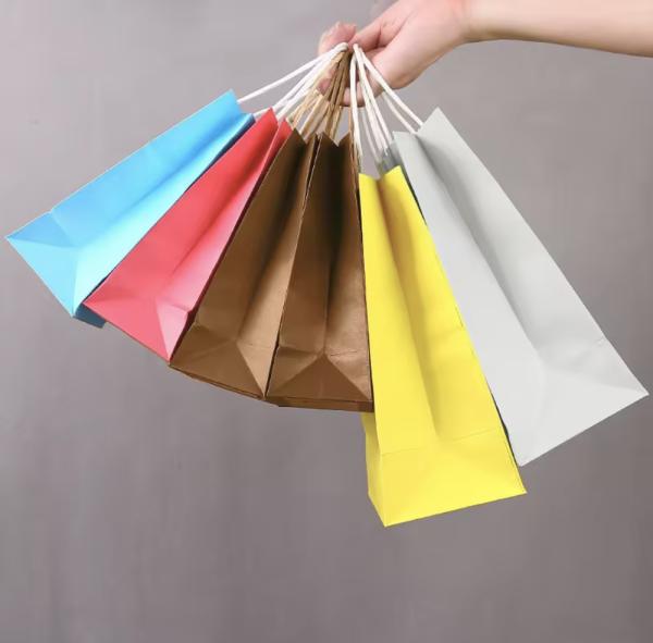 Buy Recyclable regular brown kraft paper bag with twisted handle, customizable size and logo at wholesale prices