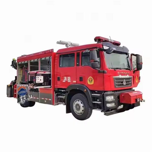 SITRAK 4X2 Double Row Rescue Fire Truck With Crane Lighting Breaking Life Rescue