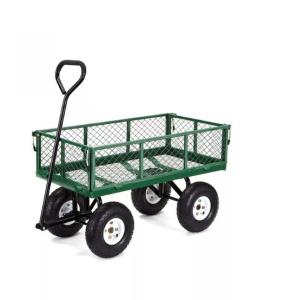 China Convenient 500LBS Green Steel Mesh Garden Cart Trolley Beach Wagon on sale