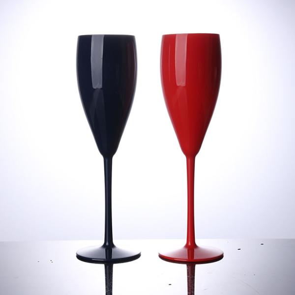 Reusable Plastic Champagne Glasses Party Red Polycarbonate Champagne Flutes 240ml 8.5oz