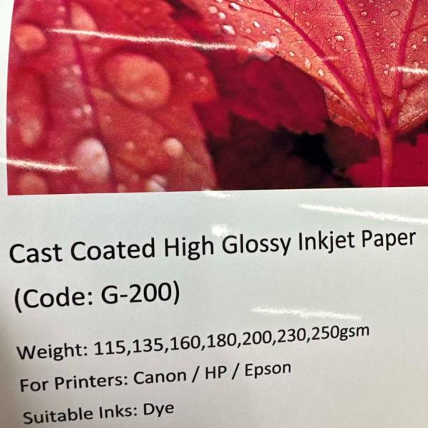 Waterproof Instant-Dry Glossy 260gsm Cast Coated Photo Paper Roll For Dye Ink Printing
